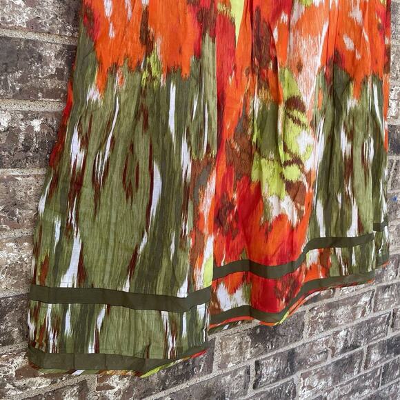 Talbots Pleated Floral Midi Skirt Women 12 Flowers Artsy Flowy Resort Silk Blend - Picture 2 of 8